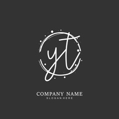 Handwritten initial letter Y T YT for identity and logo. Vector logo template with handwriting and signature style.