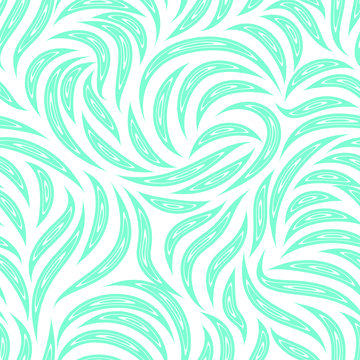 Seamless vector pattern of smooth lines with cuts inside in a Aqua Menthe trendy color. Texture for fabric or packaging isolated on white background.