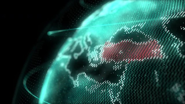Turkey Map Hologram Effect, Istanbul, Ankara, Digital global map