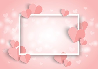 Fototapeta na wymiar Valentines day pink vector background with heart shape