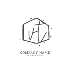 Handwritten initial letter V T VT for identity and logo. Vector logo template with handwriting and signature style.