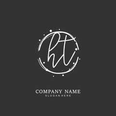 Handwritten initial letter H T HT for identity and logo. Vector logo template with handwriting and signature style.