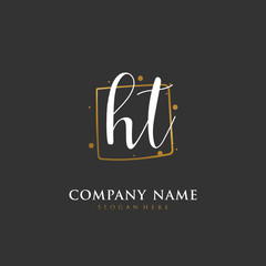 Handwritten initial letter H T HT for identity and logo. Vector logo template with handwriting and signature style.