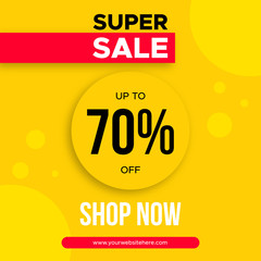 Super sale design banner template for social media promotion. Discount offer vector illustration template.