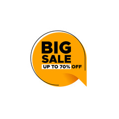 Big sale with discount offer label tag banner template vector design. Social media promotion element design.