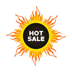 Hot sale label tag vector design template. Flame vector illustration.
