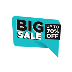 Big sale label tag vector design template. Sale promotion design element for social media banner.