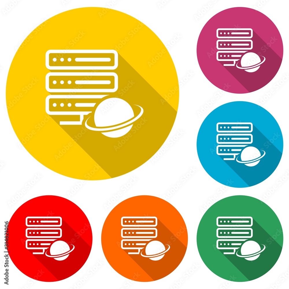 Poster network globe connection icon isolated with long shadow