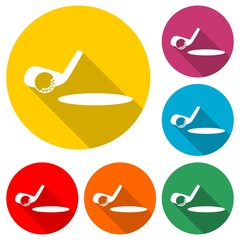 Golf ball icon isolated with long shadow