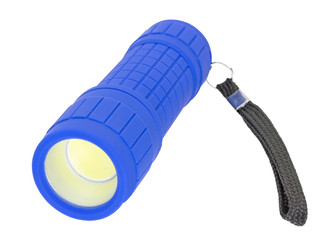 plastic led flashlight on a white