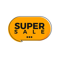 Super sale label tag vector design. Isolated ribbon design banner template for promotion.