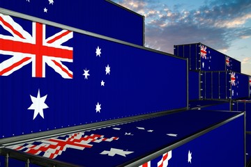 3D illustration Container with flag of Australia