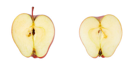 halved red apple