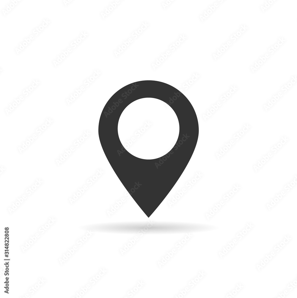 Poster pointer in abstract style on white background. arrow pointer icon. map pin pointer icon location sym
