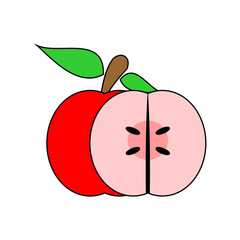 Single Fresh and healthy orange Apple illustration icon. Simple and natural design of apple. Fruit basic element graphic resources.