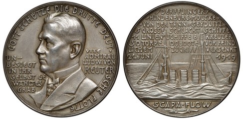 Germany German medal, circa 1933, subject End WWI sinking of German fleet in Scapa Flow Bay June...