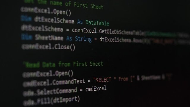 Web, application and software developement. Programming code on a monitor.