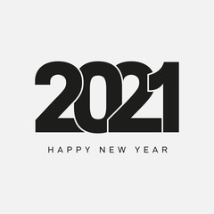 Happy New Year 2021 logo text design. Cover of business diary for 2021 with wishes. Brochure design template, card, banner. Holiday, vector illustration. Isolated on white background.