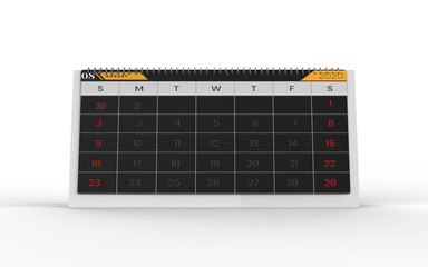 August month 2020 year calendar on a white background. 3d illustration 