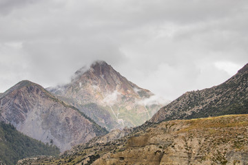 Morning view on the Annapurnas, Manang, Nepal.