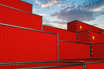 3D illustration Container with flag of Vietnam