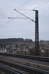 Fototapeta premium Eisenbahn Straße Fernweh Reisen Reiselust Öffentlich Nahverkehr