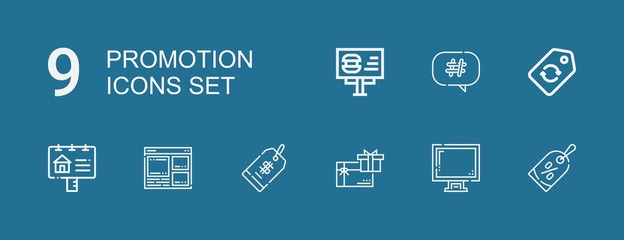 Editable 9 promotion icons for web and mobile
