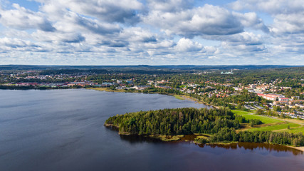 Fototapeta na wymiar karlskoga sweden - panorama view drone