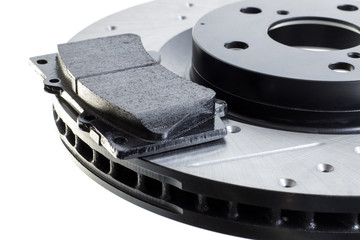 brake discs and pads on a white background