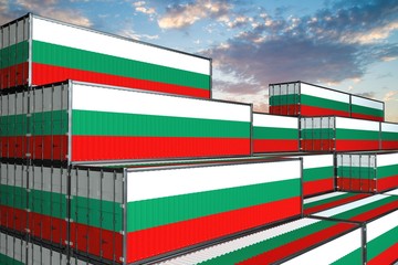 3D illustration Container with flag of Bulgaria