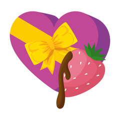 gift in heart shape with strawberry isolated icon vector illustration design
