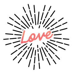 Obraz premium love calligraphy with light rays