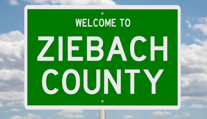 Rendering of a green 3d highway sign for Ziebach County