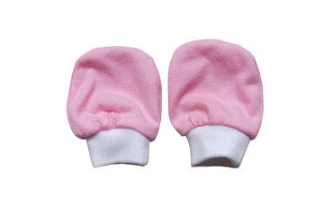 Pink color baby hand sock isolated on white background.