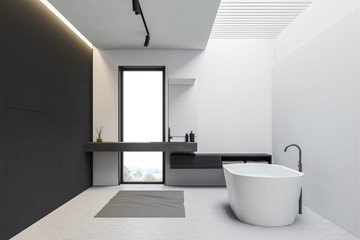Naklejka na ściany i meble White and gray loft bathroom interior