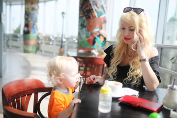 Beautiful young businesswoman in working break