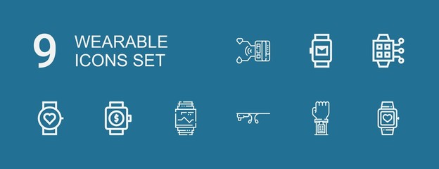 Editable 9 wearable icons for web and mobile