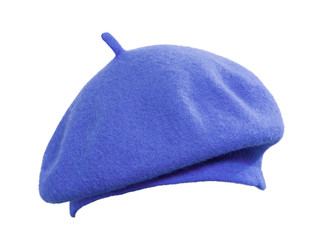 Blue classic beret isolated on a white background