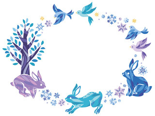 冬　動物　フレーム