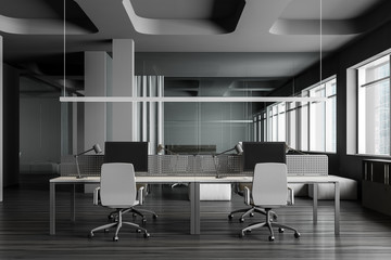 Futuristic gray open space office