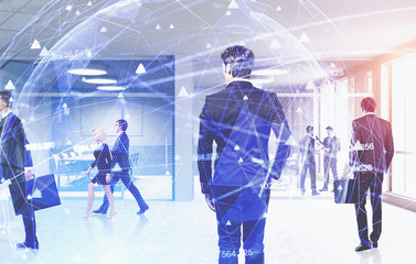 Business people in office, network interface