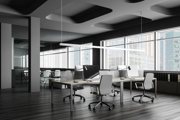 Open space office with meeting room