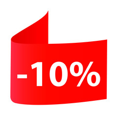 sale icon. 10% off Percent Discount Sign, Discount offer price label,  text 30 percent off RED ICON