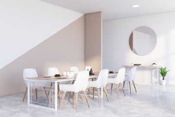 White and beige dining room corner