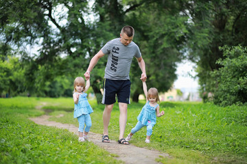 Mom with two daughters twins