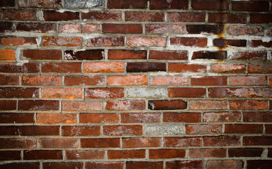 Old Red Brick Wall with Lots of Texture and Color