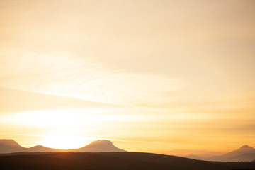 Fototapeta premium Golden sunset in the mountains of the Caucasus.