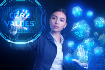Business, Technology, Internet and network concept. Core values responsibility ethics goals company concept.