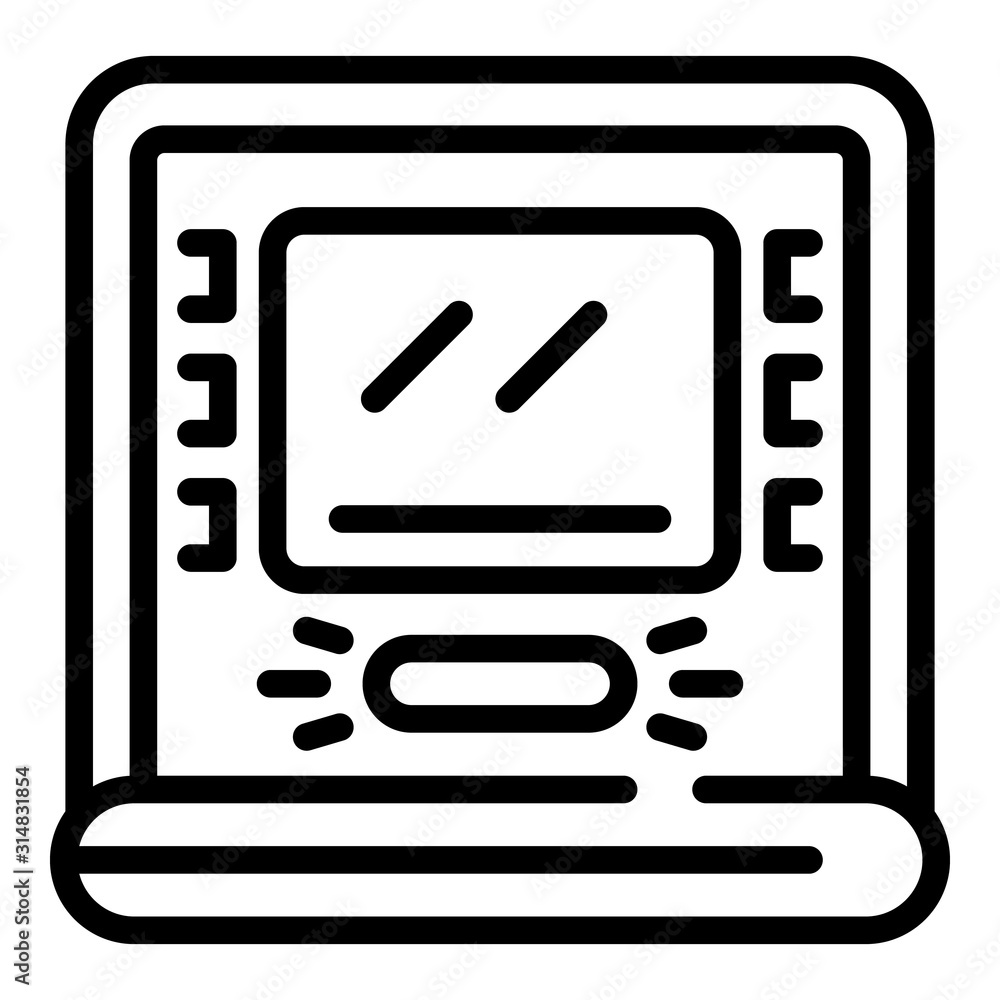Poster atm icon. outline atm vector icon for web design isolated on white background