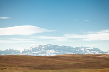 View of the alps in summer on a clear sunny day.